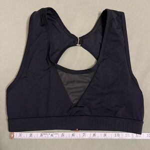 Black Women's Swim Bikini Top with Front Mesh Detail Large